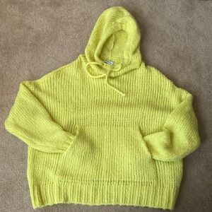 Zara Bright Yellow Knit Hoodie Sweater